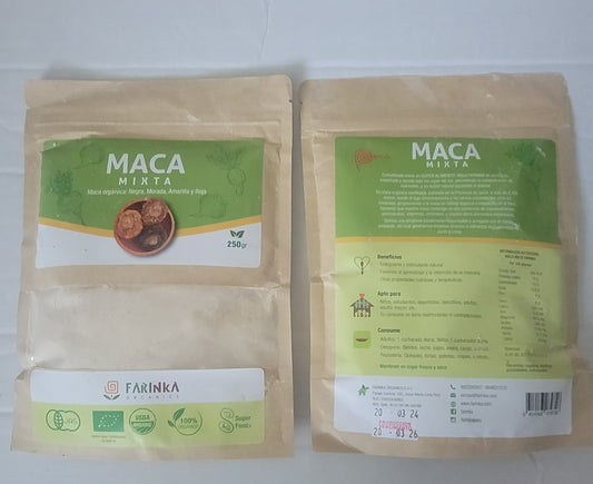 MACA MIXTA(NEGRA,ROJA,AMARILLA)250 GRAMOS.