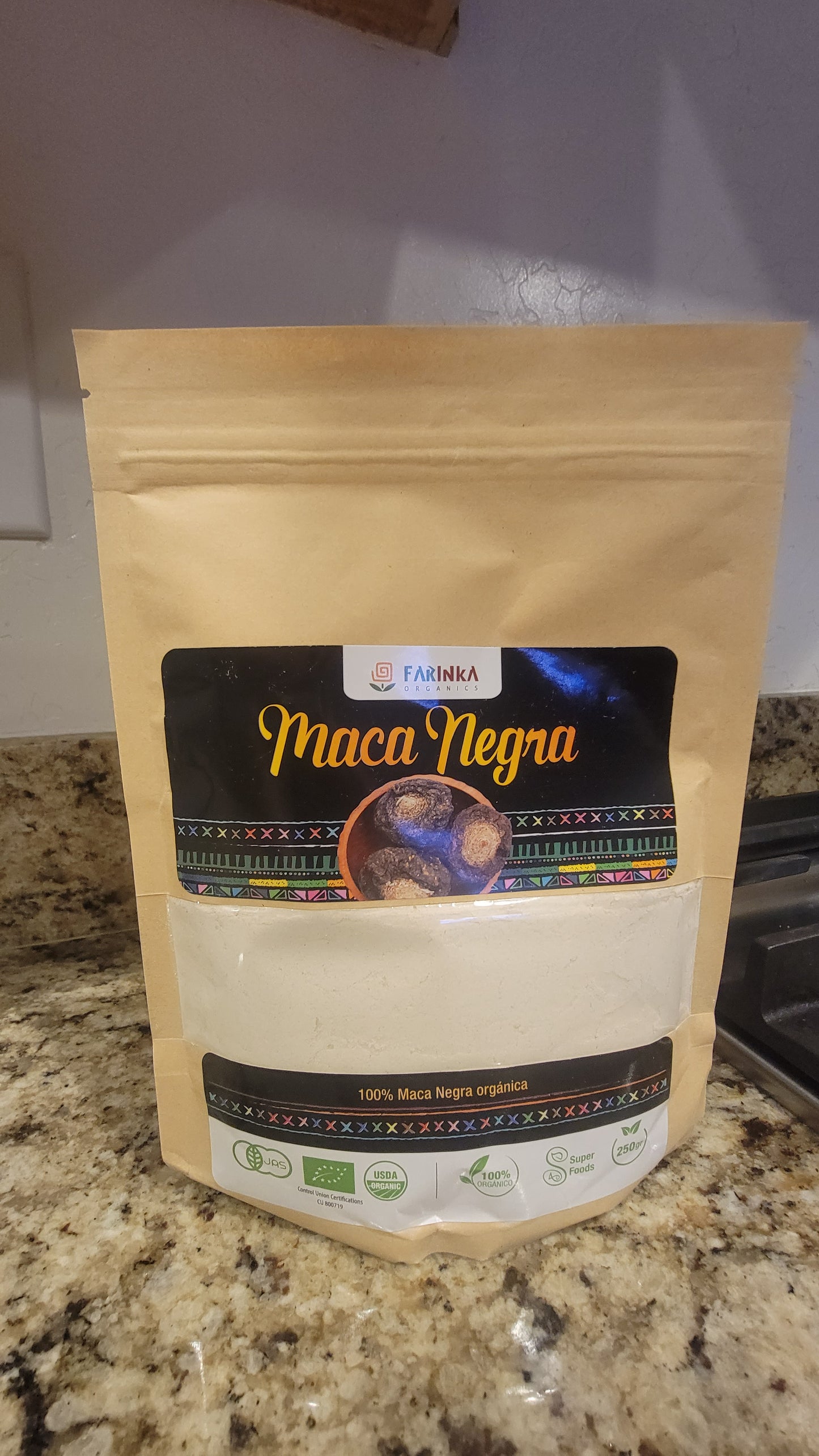 MACA NEGRA ORGANICA PERUANA 250 GRAMOS........BLACK ORGANIC MACA FROM PERU 250 GRAMS